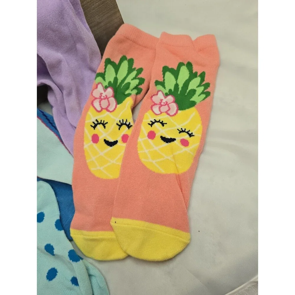 Lot of 4 Pairs Girls Crew Socks Owl Mermaid Unicorn Pineapple Medium New